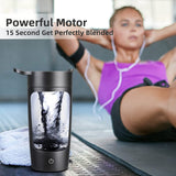 USB-Rechargeable Electric Shaker Bottle - 22Oz Power Mixer for Protein, Coffee, and Milkshakes - High-Efficiency Battery-Operated Blender Bottle, Perfect for On-the-Go Drinks (Sleek Black)