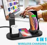 4 in 1 Wireless Charging Stand For Apple Watch, iPhone and Airpods 10W Qi Fast Charger Dock Station